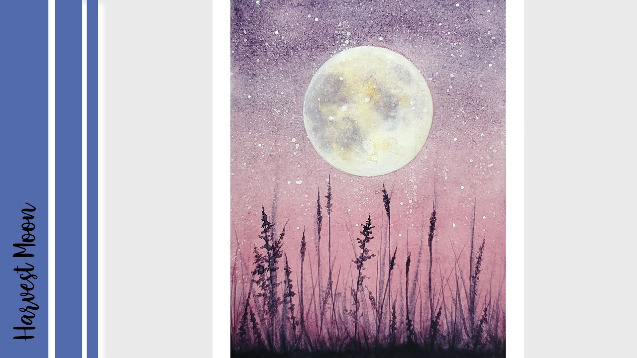 HARVEST MOON 🌕 | Watercolor Pastel Sky Painting