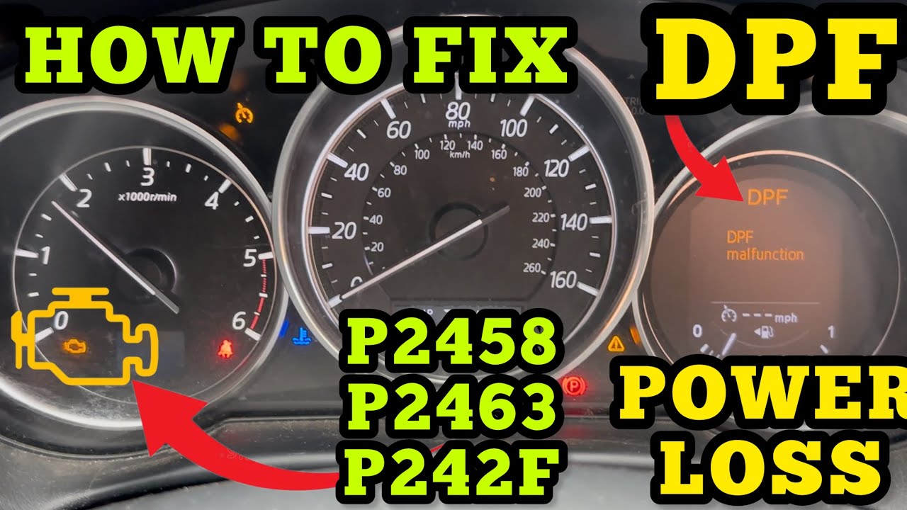 Mazda P2458 P2463 P242F DPF Diesel Particulate Filter ASH Restriction Regeneration - How To Fix DIY