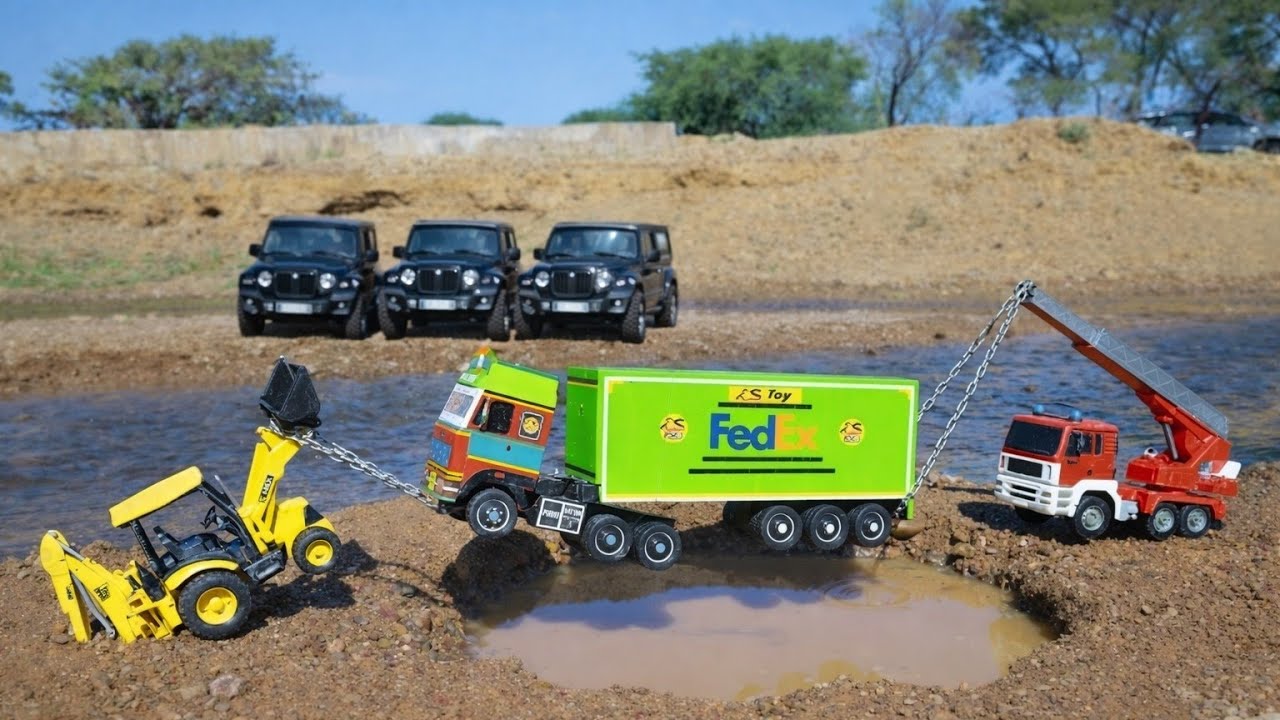 Toy Thar Cars Mud Rescue 😱 | Heavy Truck Stuck in Water | Kids Toy Vehicles