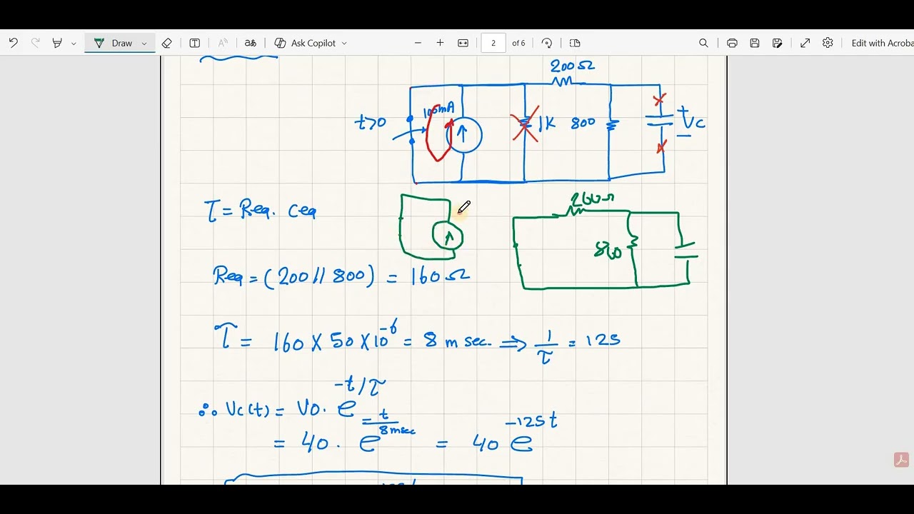 Example 2 for Source Free RC Circuit