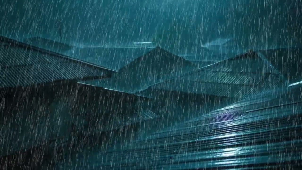 No Ads Rain Sounds for Sleeping - ASMR Crushing Night Rain On Tin Roof for Calm Mind