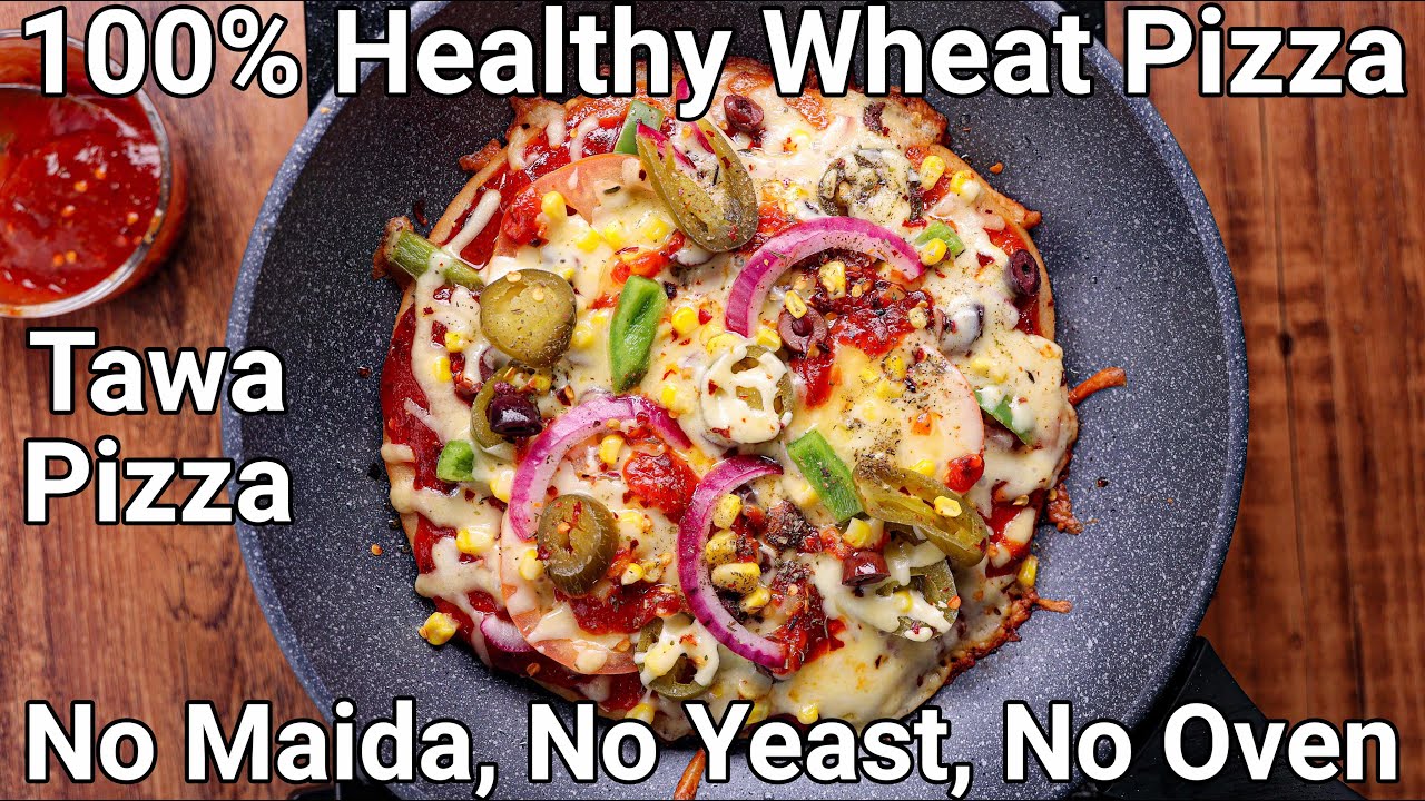 Atta Pizza Recipe in Kadai - No Oven No Maida No Yeast | No Oven Wholemeal Wheat Pizza in Kadai
