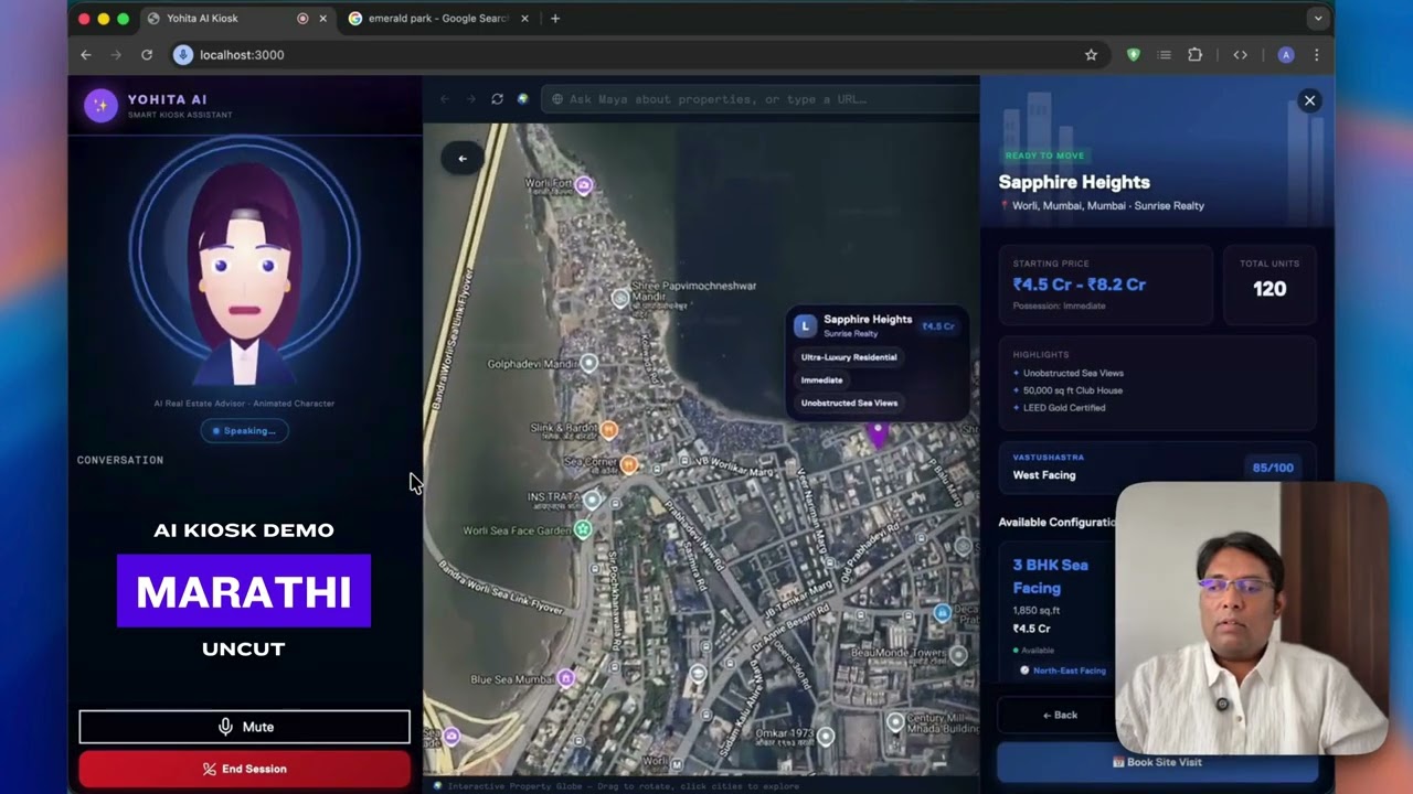 Marathi UNCUT Demo : AI Real Estate Kiosk | Full Interactive AIUX | AI Voice india