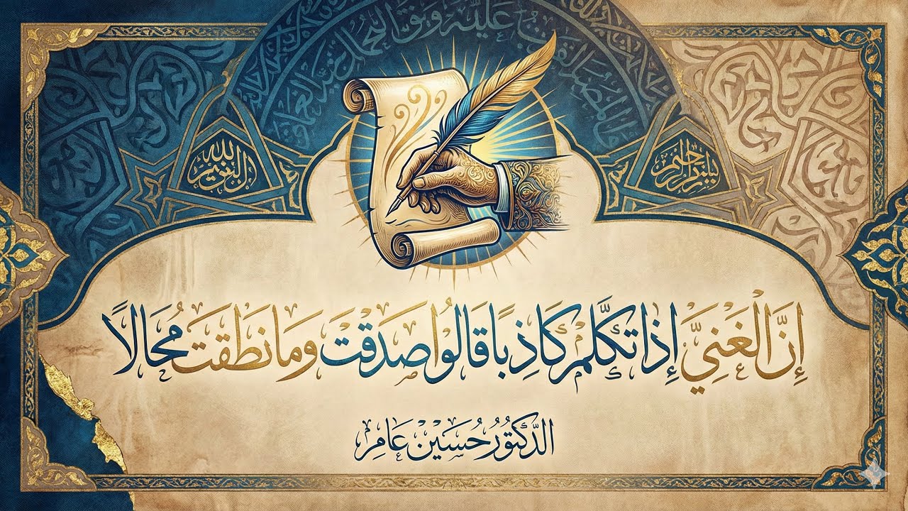 إن الغَنِىَّ إذا تكلم كاذِباً قالوا صَدقتَ وما نَطَقتَ مُحالا