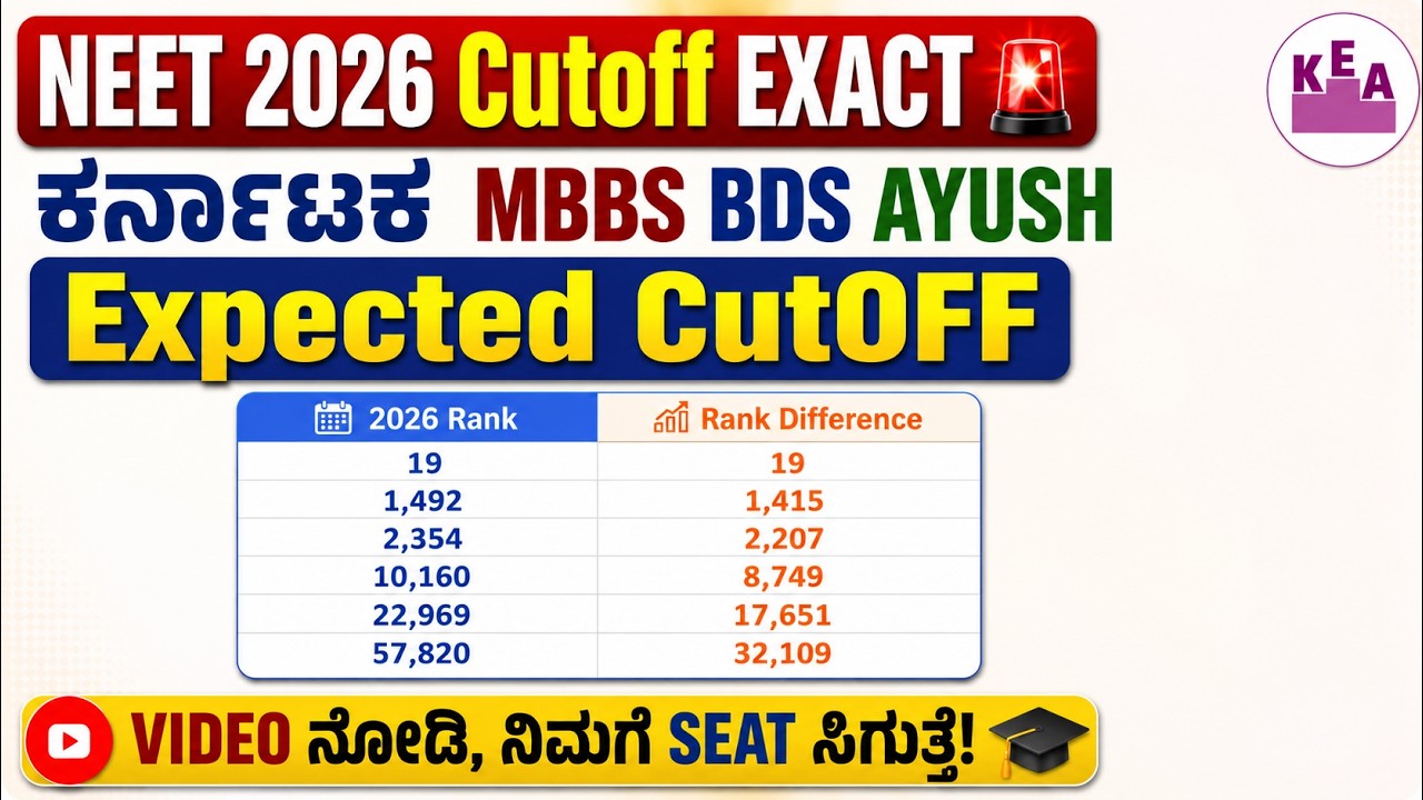 🔥 Karnataka NEET 2026 Cutoff EXACT | MBBS, BDS & AYUSH Expected Cutoff | KEA Counselling 2026 ಕನ್ನಡ