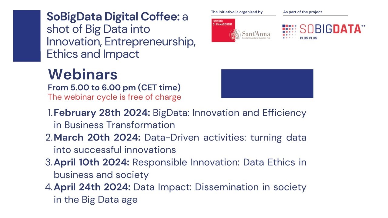 SoBigData Digital Coffee - Data-driven activities: turning data into successful innovations