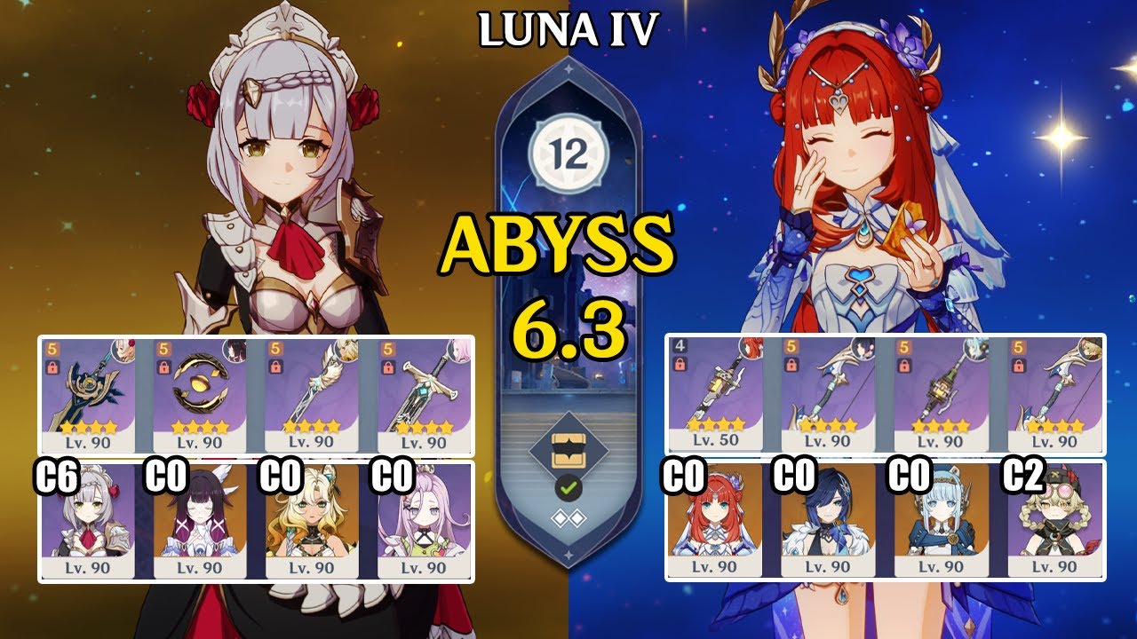 【Genshin Impact Бездна 6.3】C6 Ноэлль Lunar Crystallize & C0 Нилу Lunar Charged — F2P｜原神 Spiral Abyss
