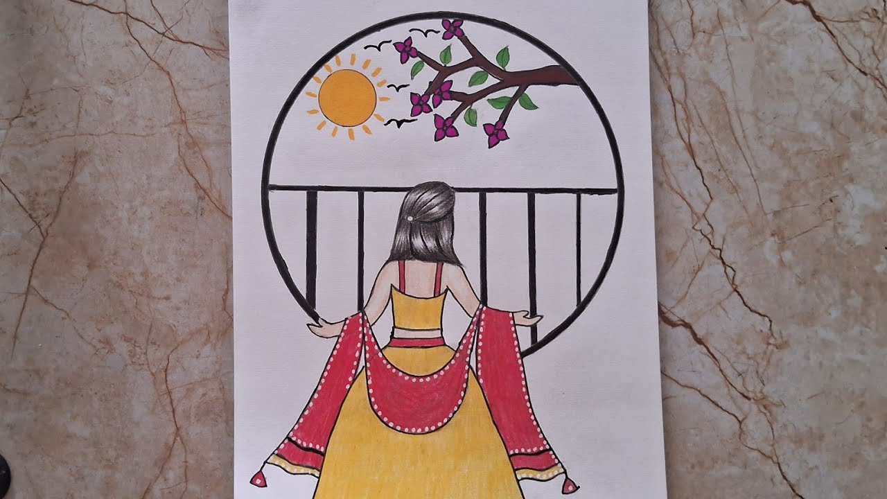 Easy and beautiful girl drawing ❤️❤️. Circle drawing step by step #girl #drawing #viral #video 