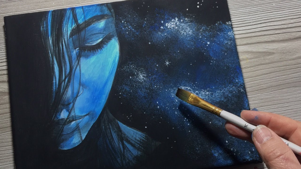 GALAXY DREAM / Acrylic Portrait Painting / How To Step By Step For Beginners