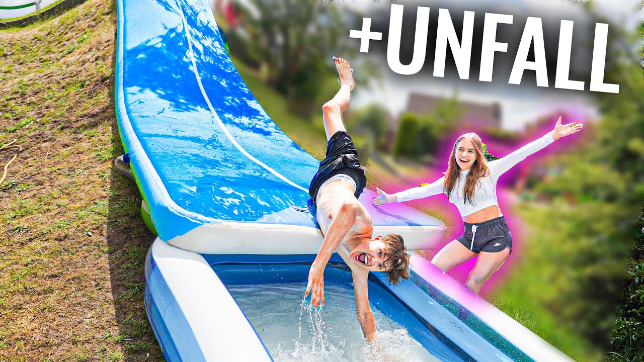 RIESEN WASSERRRUTSCHE aus AIRTRACK gebaut! (zu schnell 😂) mit Isabell