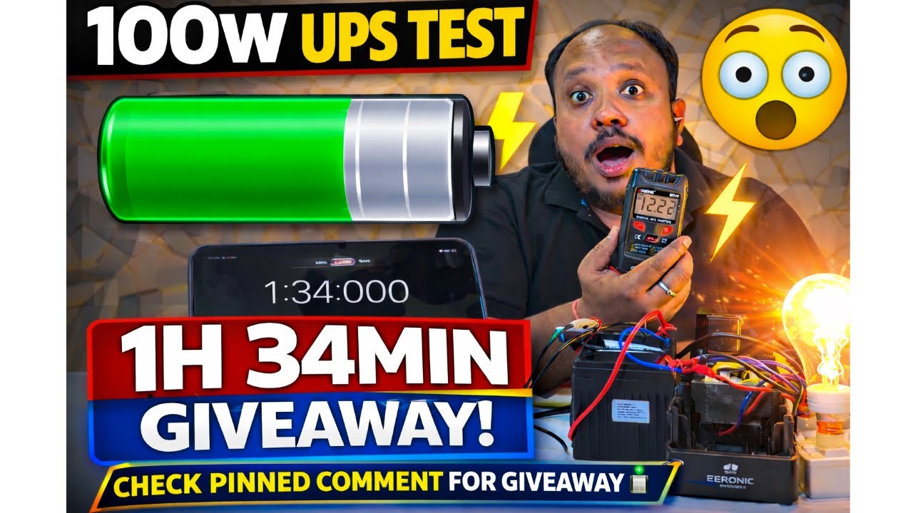 12V 18Ah LiFePO4 Ampmax Battery Load Test | 100W UPS Backup 1 Hour 34 Minutes 🔋 Real Test