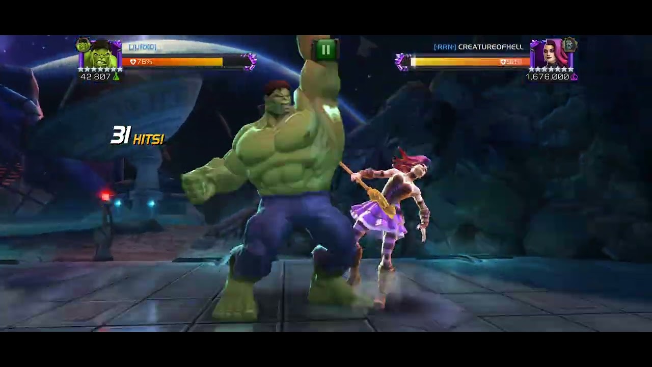 AW Node 2 - 7r4 Nico Minoru solo with Hulk (Surfer synergy) - Big Thing War off-season #mcoc