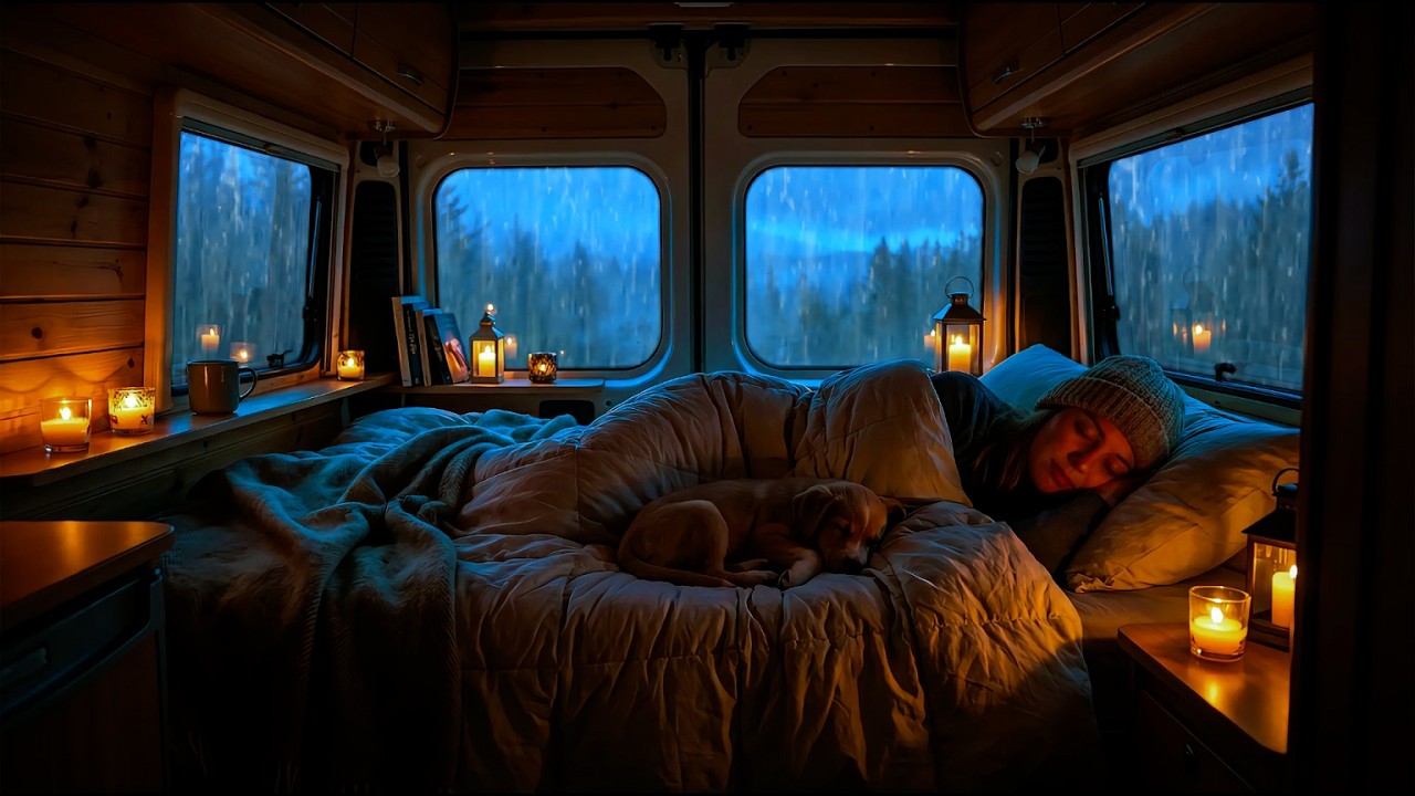 Heavy Rain & Thunderstorm ⛈️ Cozy Car Ambience for Instant Sleep and Deep Relaxation
