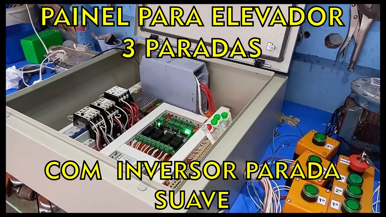 ELEVADOR 3 PAVIMENTOS MOTOR 380V USANDO INVERSOR COM PARTIDA E PARADA SUAVE