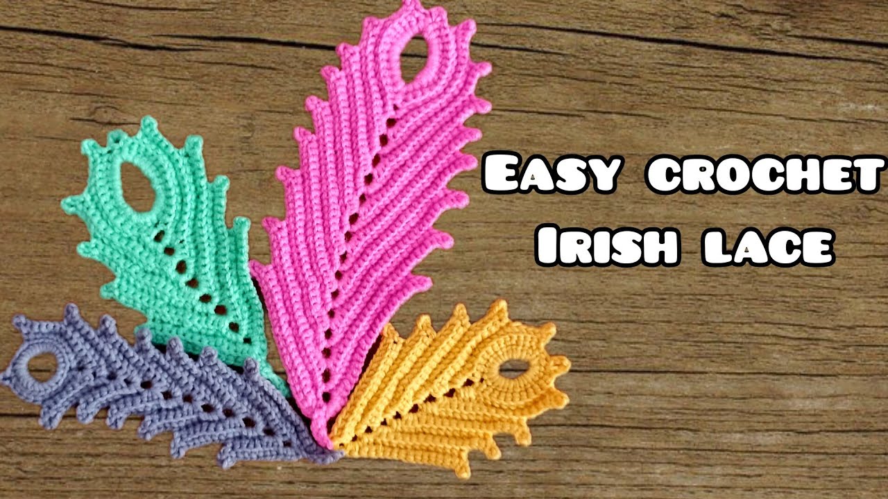 Easy crochet lace for beginners. Crochet bookmark, Irish lace, feather crochet, easy crochet pattern