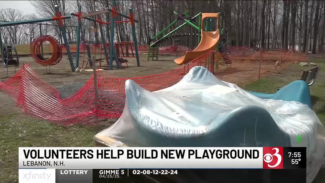 Volunteers help build playground in Lebanon, N.H.