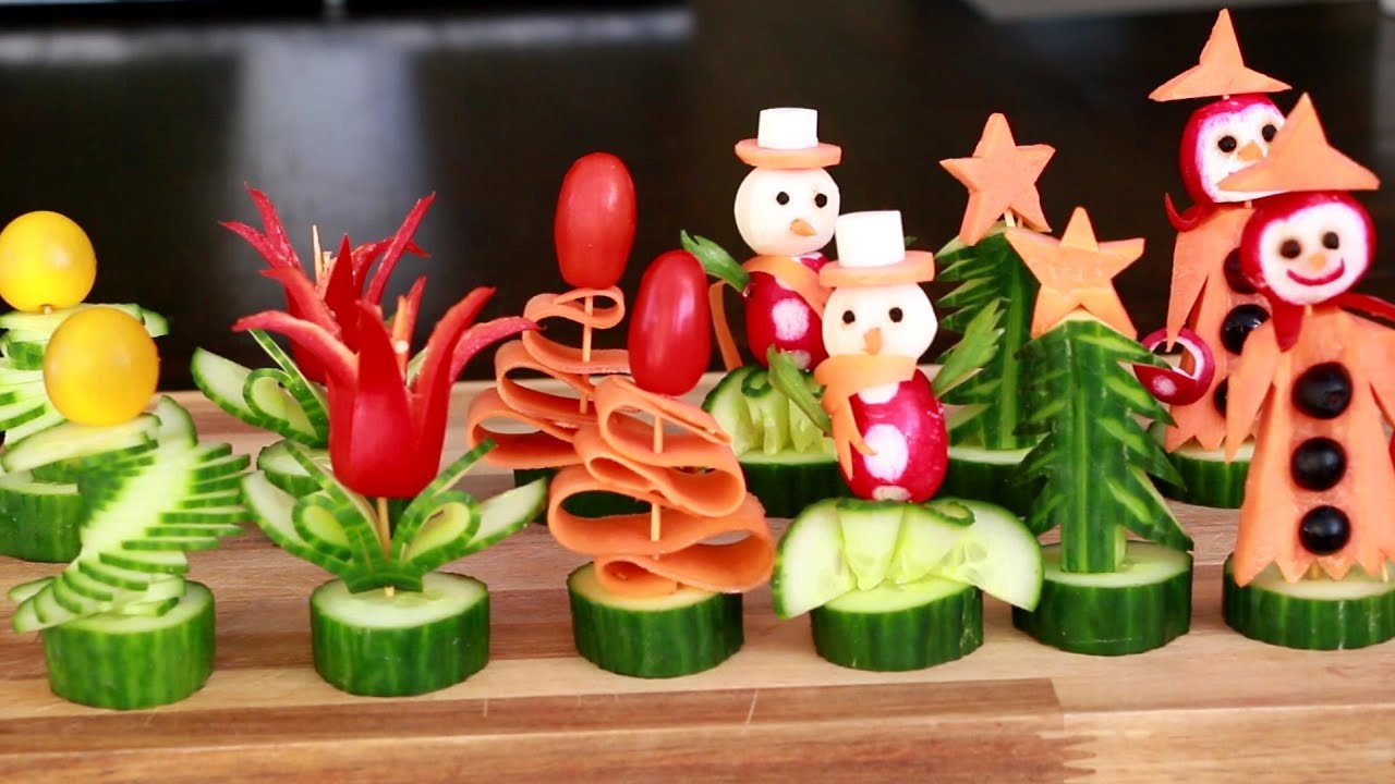 Christmas Vegetable Ideas - Christmas Food Decoration - Christmas Party Garnishing