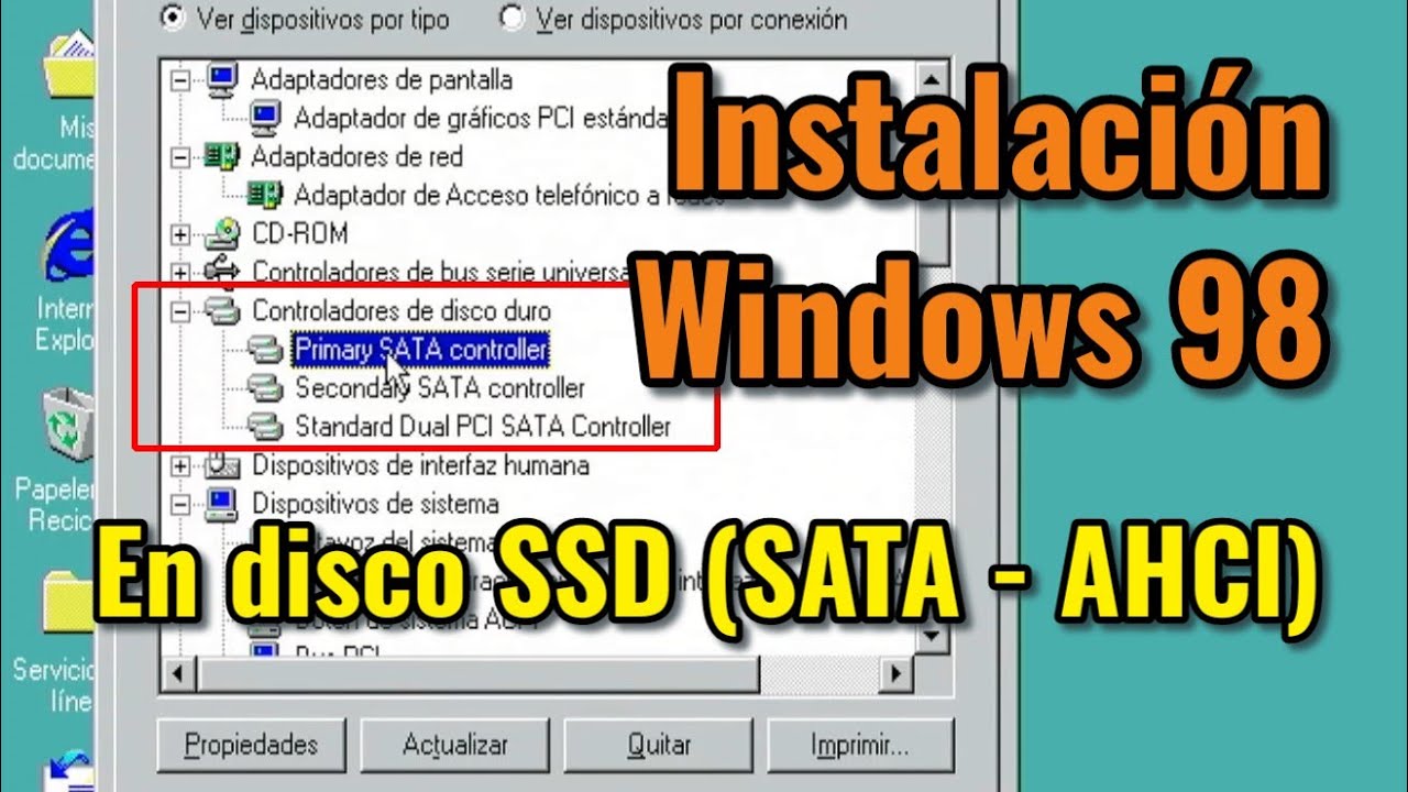 Cómo instalar Windows 98 en un PC moderno, con disco SSD SATA en modo AHCI. Parches y procedimiento.