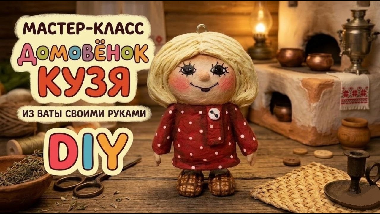 МК Домовёнок Кузя из ваты на ёлочку / Ватная игрушка  / DIY  cotton wool toy