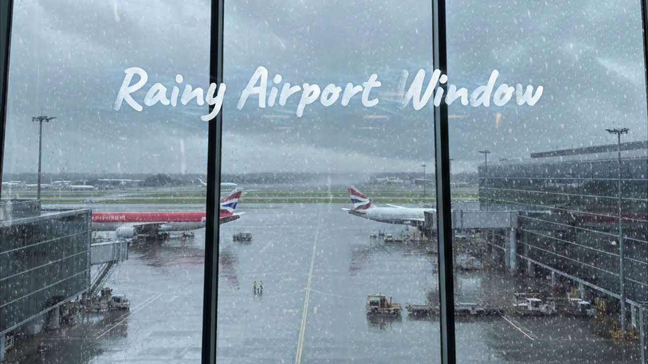Rainy Airport Window View ✈️🌧️ | Relaxing Rain on Glass & Ambient Sounds