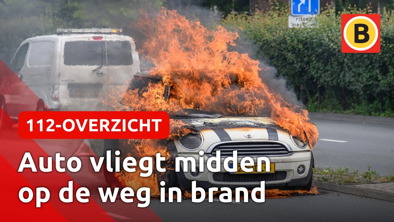 Auto binnen enkele minuten volledig in vlammen | 112-overzicht