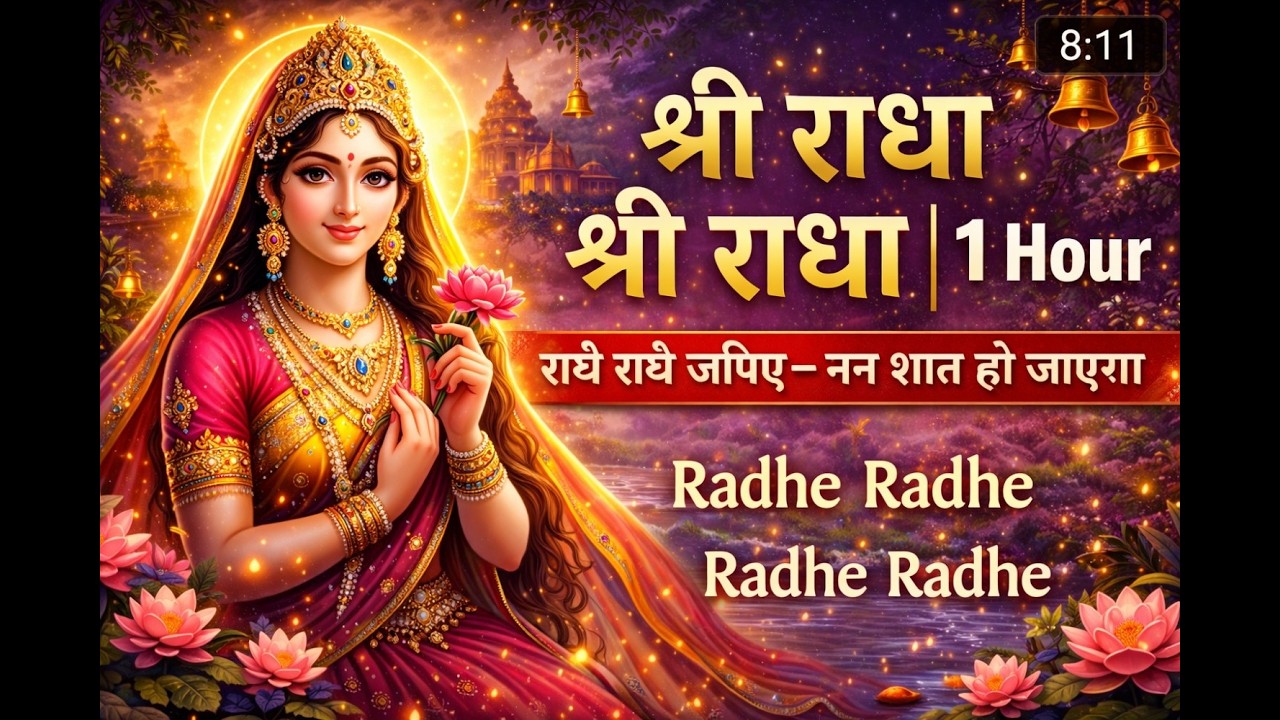 श्री राधा नाम धुन 🙏 | Radha Naam Jap | 1 Hour Peaceful Bhajan | राधे राधे #radha