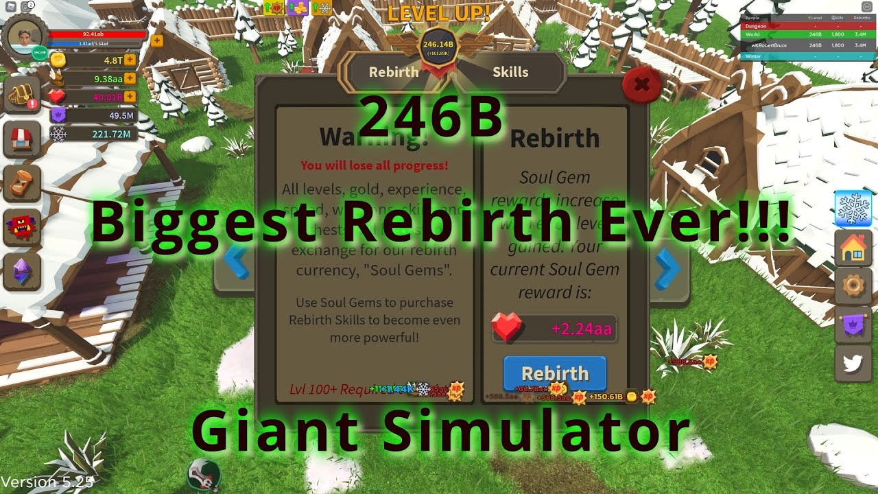 246B! BIGGEST REBIRTH EVER!!! - Giant Simulator