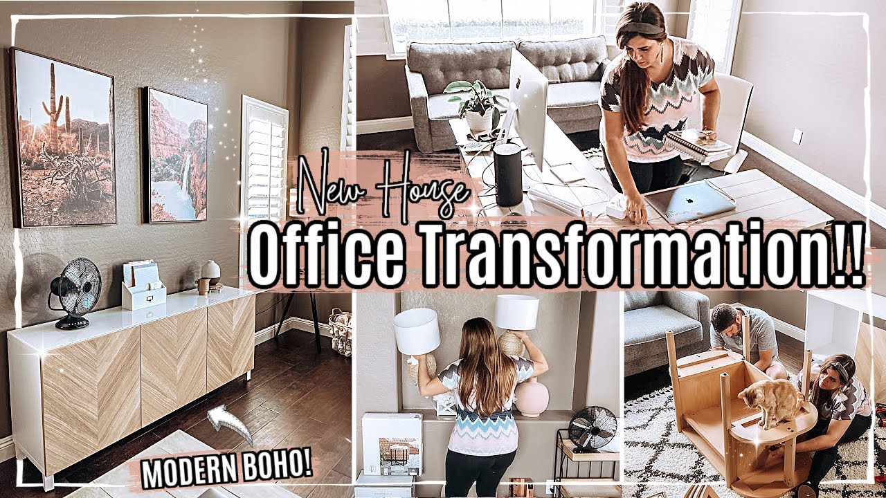 ☀️ HOME OFFICE MAKEOVER 2021 :: MODERN BOHO HOME OFFICE IDEAS :: Room Transformation