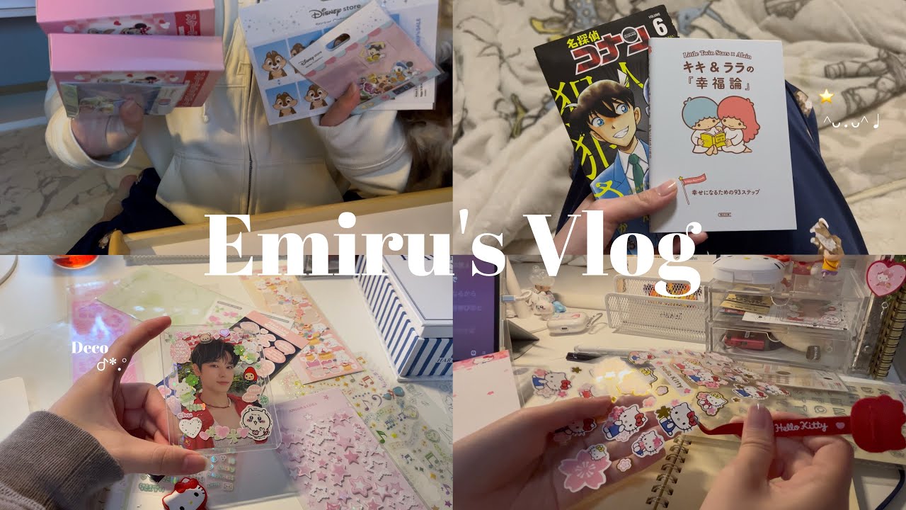 Vlog⟡.·多趣味オタクの新生活のはじまり🍀✨久々の硬質ケースデコ、ディズニーストア.SHEIN購入品、ノート時間🌃🌙etc…