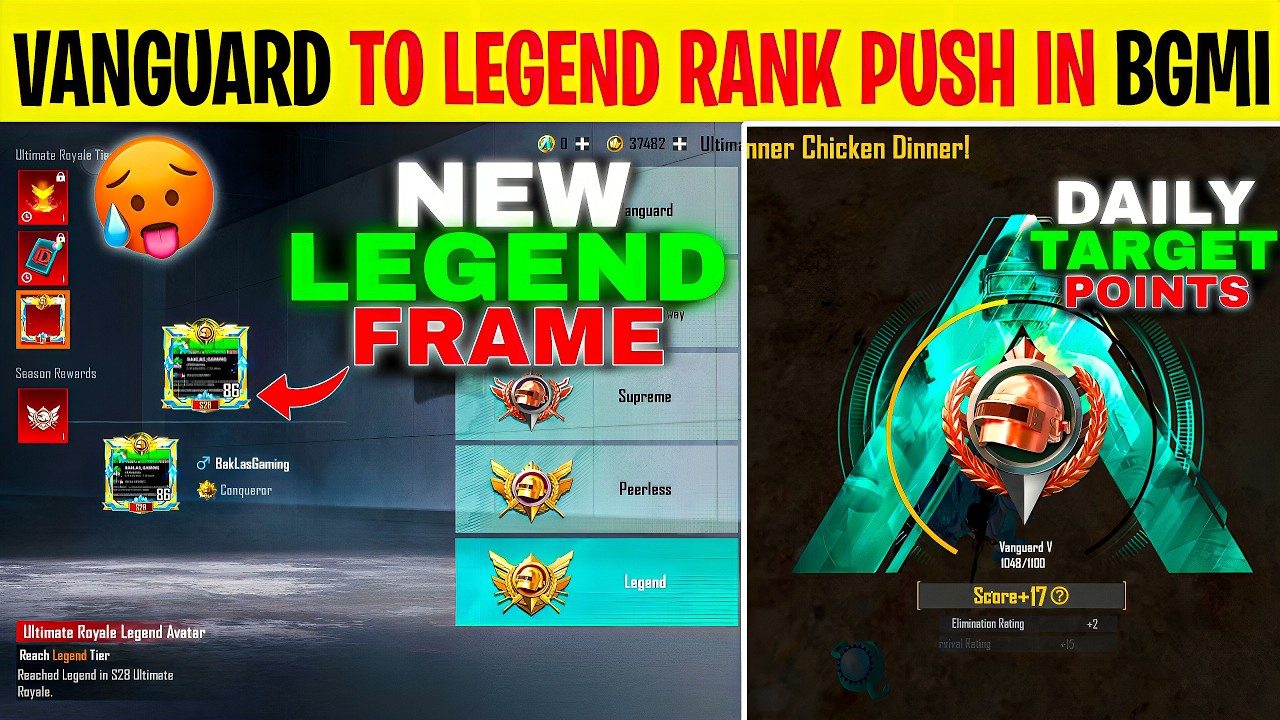 𝗨𝗟𝗧𝗜𝗠𝗔𝗧𝗘 𝗥𝗢𝗬𝗔𝗟𝗘 : 🇮🇳 𝗗𝗔𝗬 - 1 😍 VANGURAD TO LEGEND RANK PUSH TIPS IN S28 BGMI || NEW LEGEND FRAME 🔥😱