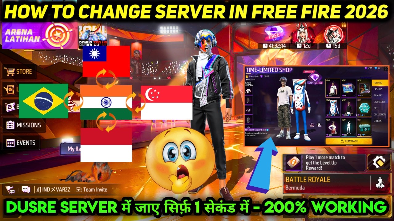 HOW TO CHANGE FREE FIRE SERVER IN 2026 | THAILAND BRASIL BANGLADESH SERVER FREE FIRE ID KAISE BANAYE