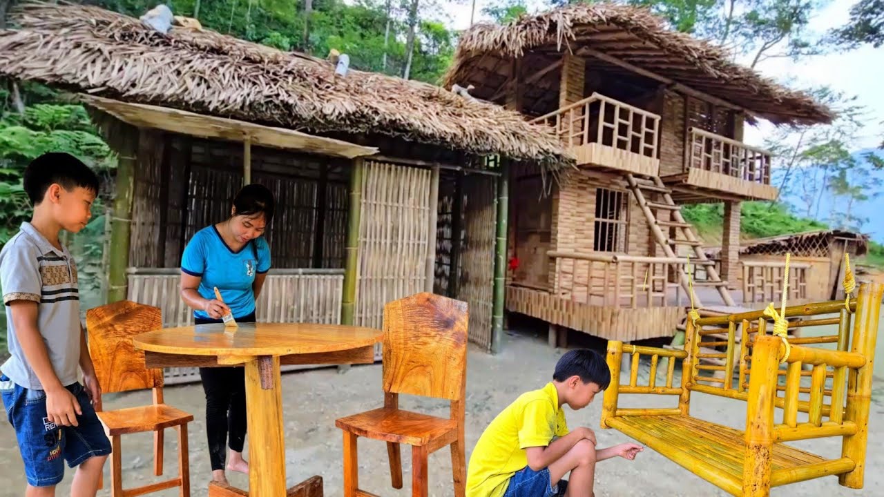 FULL VIDEO: 30 Days to Build a Kitchen and Furniture Set (Table, Chairs, Bamboo Sofa)