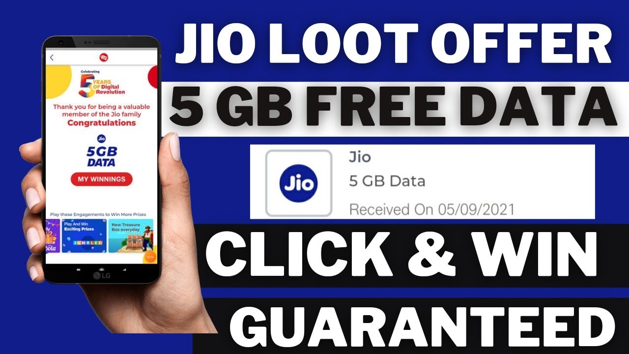 Jio New Loot Offer Today | Get Free 5Gb Data | Click & Win | Jio 5 Year Celebration | Loot Fast