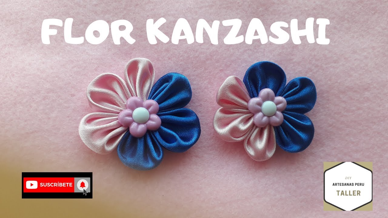 Flor KANZASHI de dos colores - DIY paso a paso de flor kanzashi 🌟