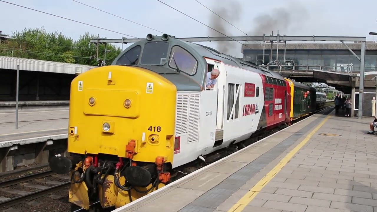 37418 Departs Stafford in thrashing style, 30th July 2024