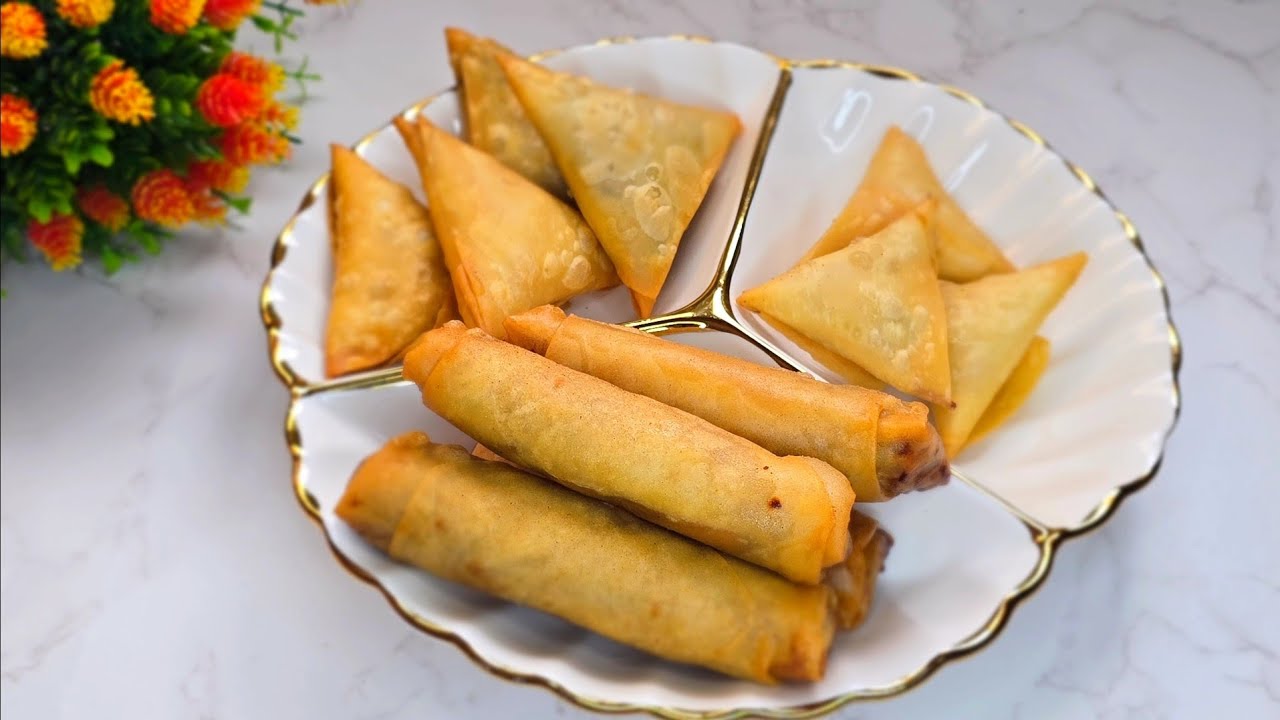 Crispy Spring Rolls & 3 Types of Samosa 😍🔥 | Potato, Beef & Chicken Filling