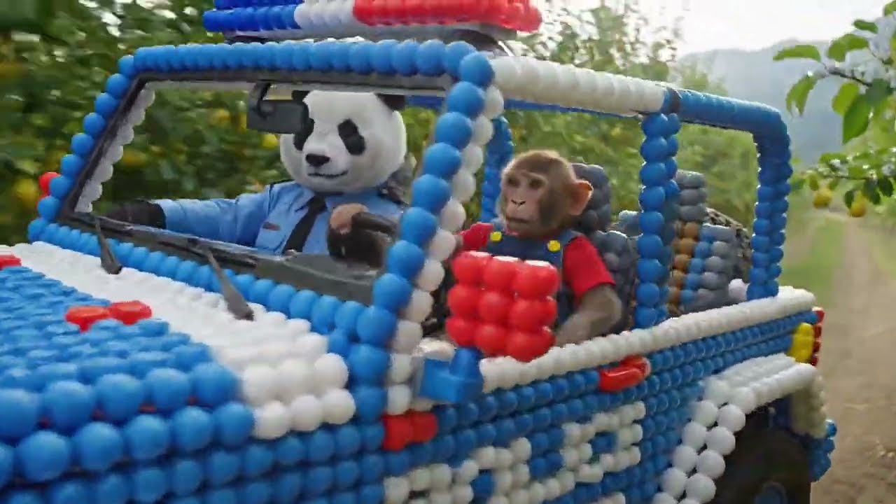 Monkey Nana and JCB Tractor Excavator to Harvest Oranges and Catch a Sneaky Thief on the Farm!