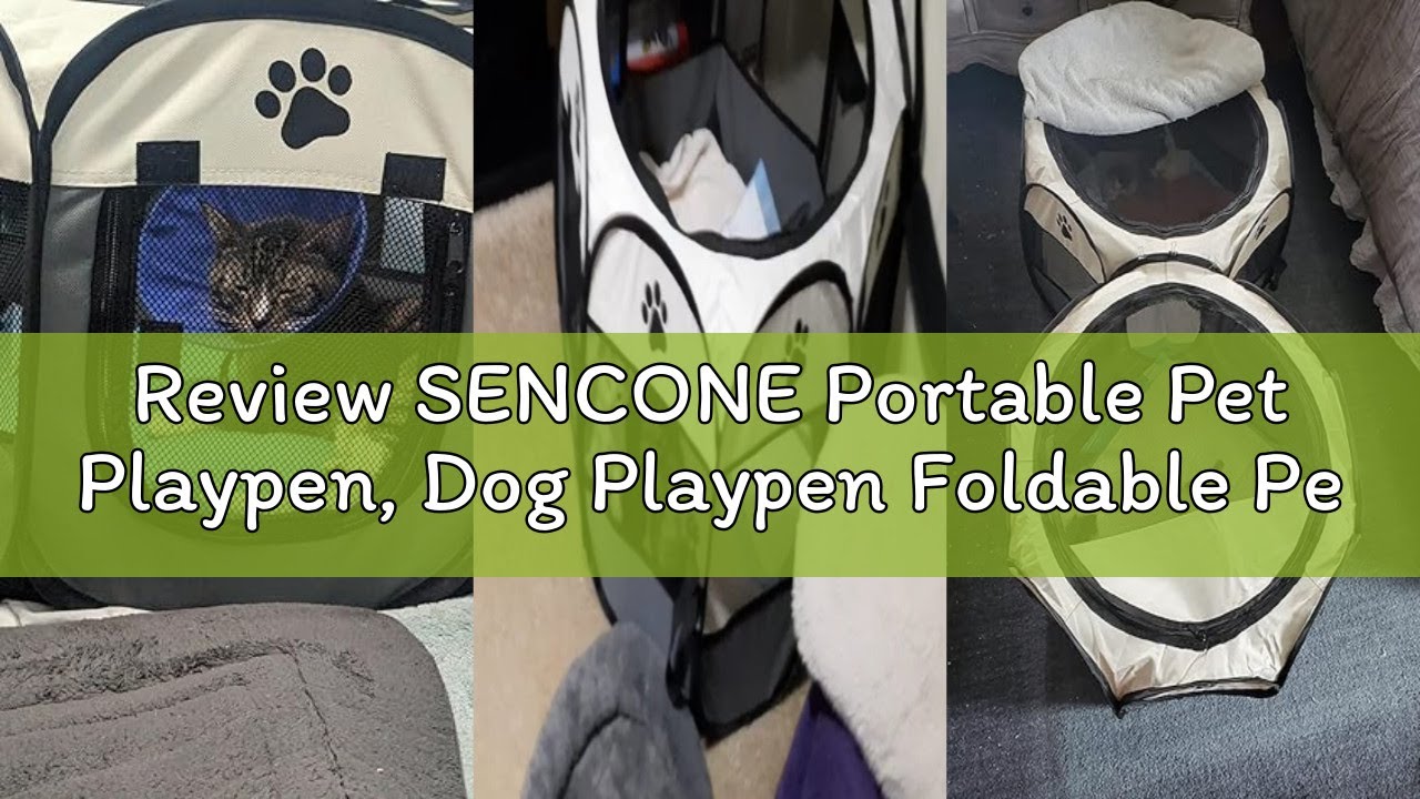 Review SENCONE Portable Pet Playpen, Dog Playpen Foldable Pet Exercise Pen Tents Cat House Playgroun