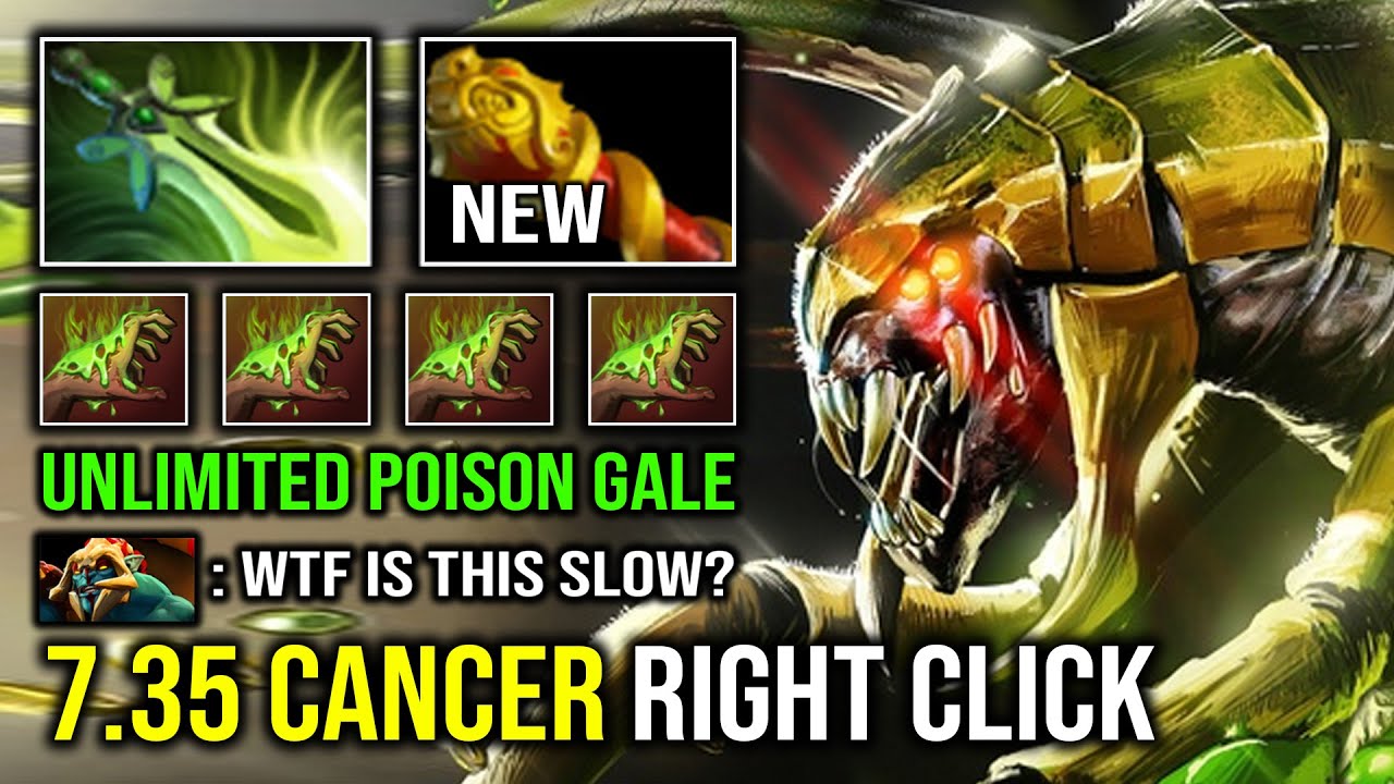 7.35 IMBA CANCER OFFLANE 120% Unlimited Poison Gale Slow MKB Butterfly Universal Venomancer Dota 2