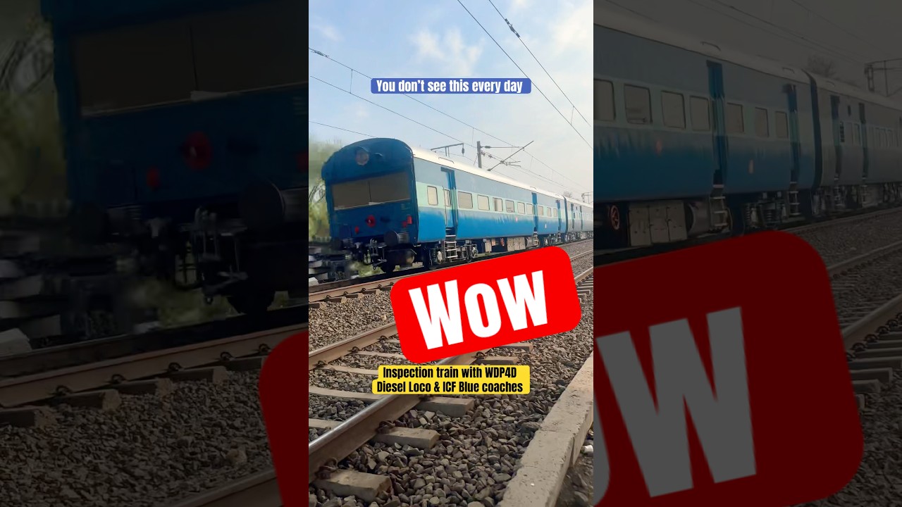 Inspection train with WDP4D Diesel Loco & ICF Blue coaches, reaching Nagpur Junction station