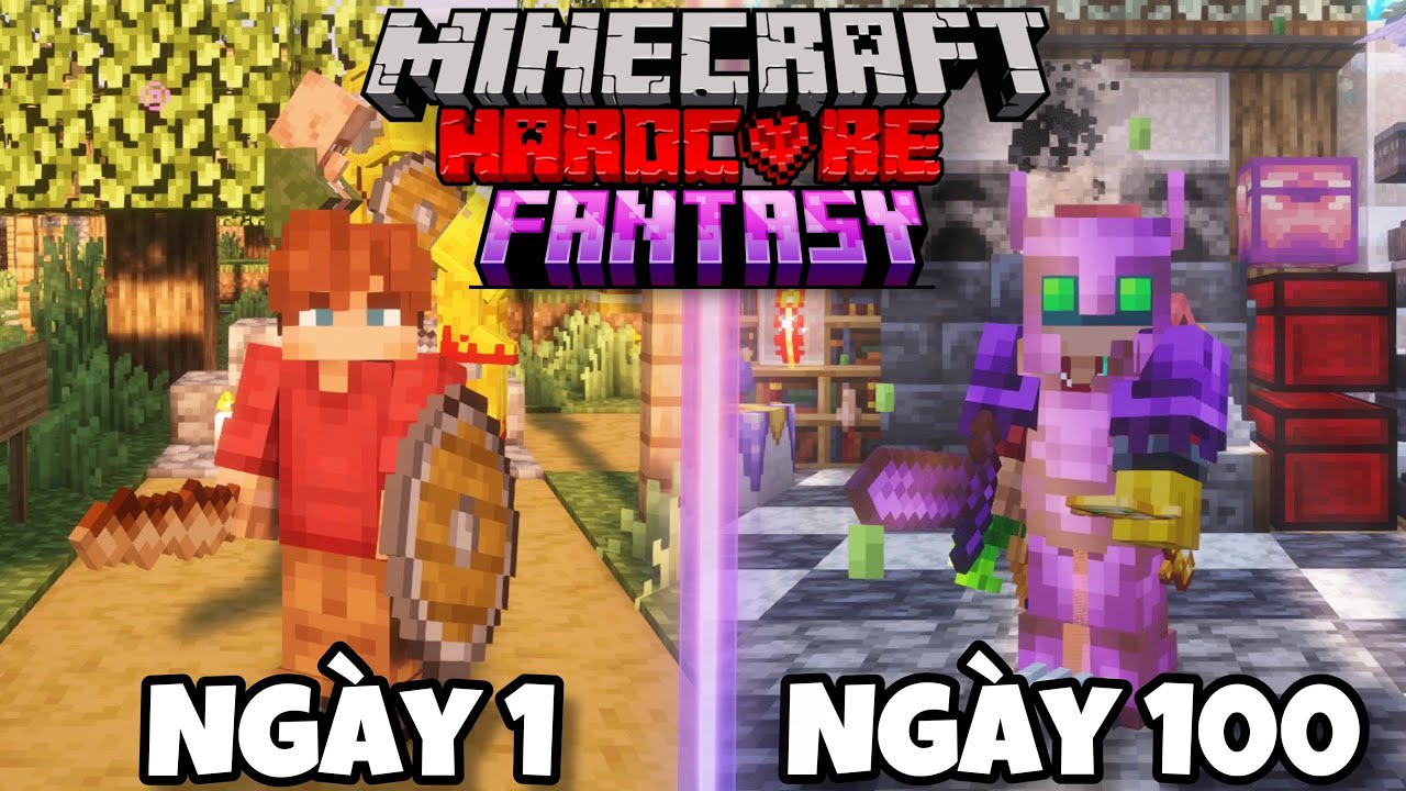 Mình Sinh Tồn 100 Ngày Minecraft FANTASY Siêu Khó !!
