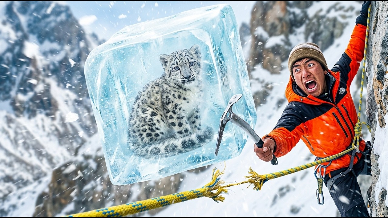 Hanging From a Cliff… Then He Caught a Frozen Snow Leopard
