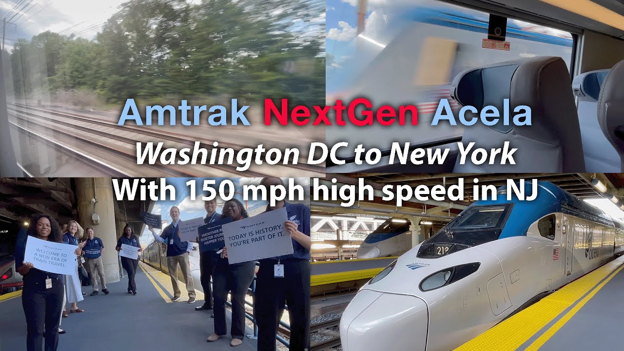 Amtrak NextGen Acela Washington to New York with High Speed 150 MPH Run in NJ