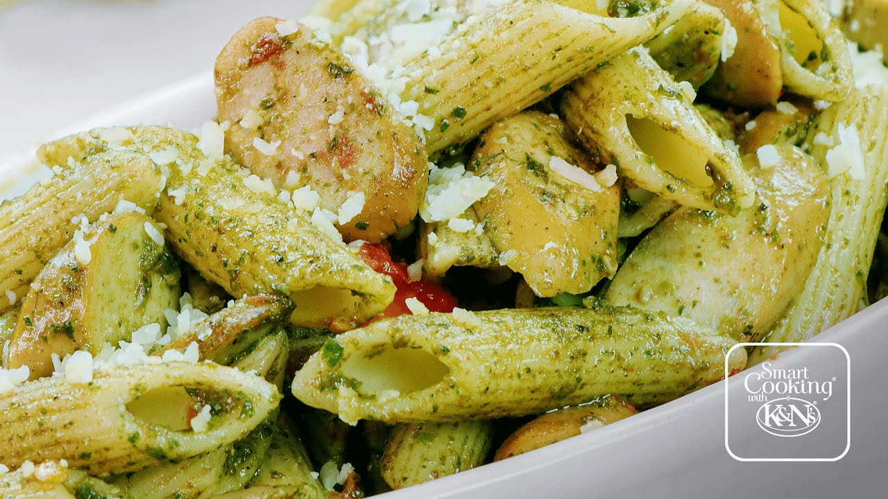 Breakfast Sausage Pesto Pasta