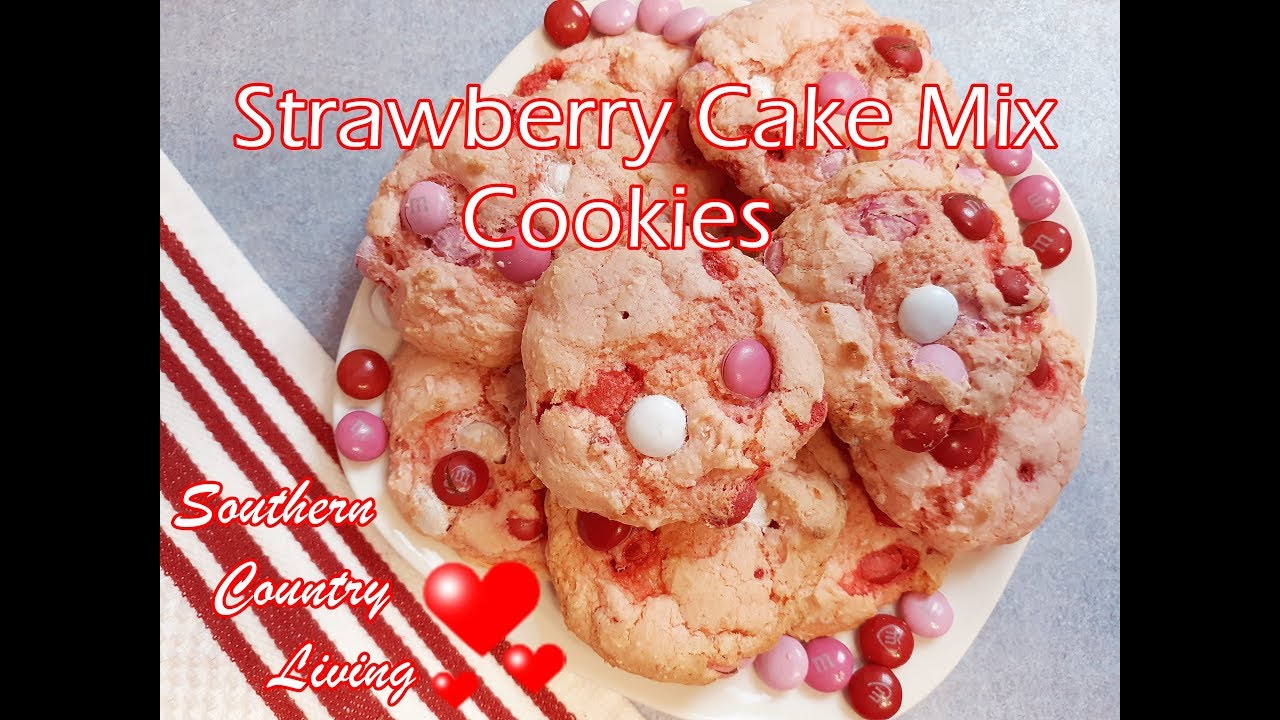 Strawberry Cake Mix Cookies  for Valentines Day  --  Fast and Easy