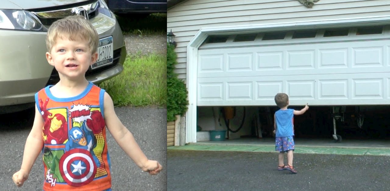 TODDLER IS A SUPERHERO  - EPIC GARAGE DOOR PRANK
