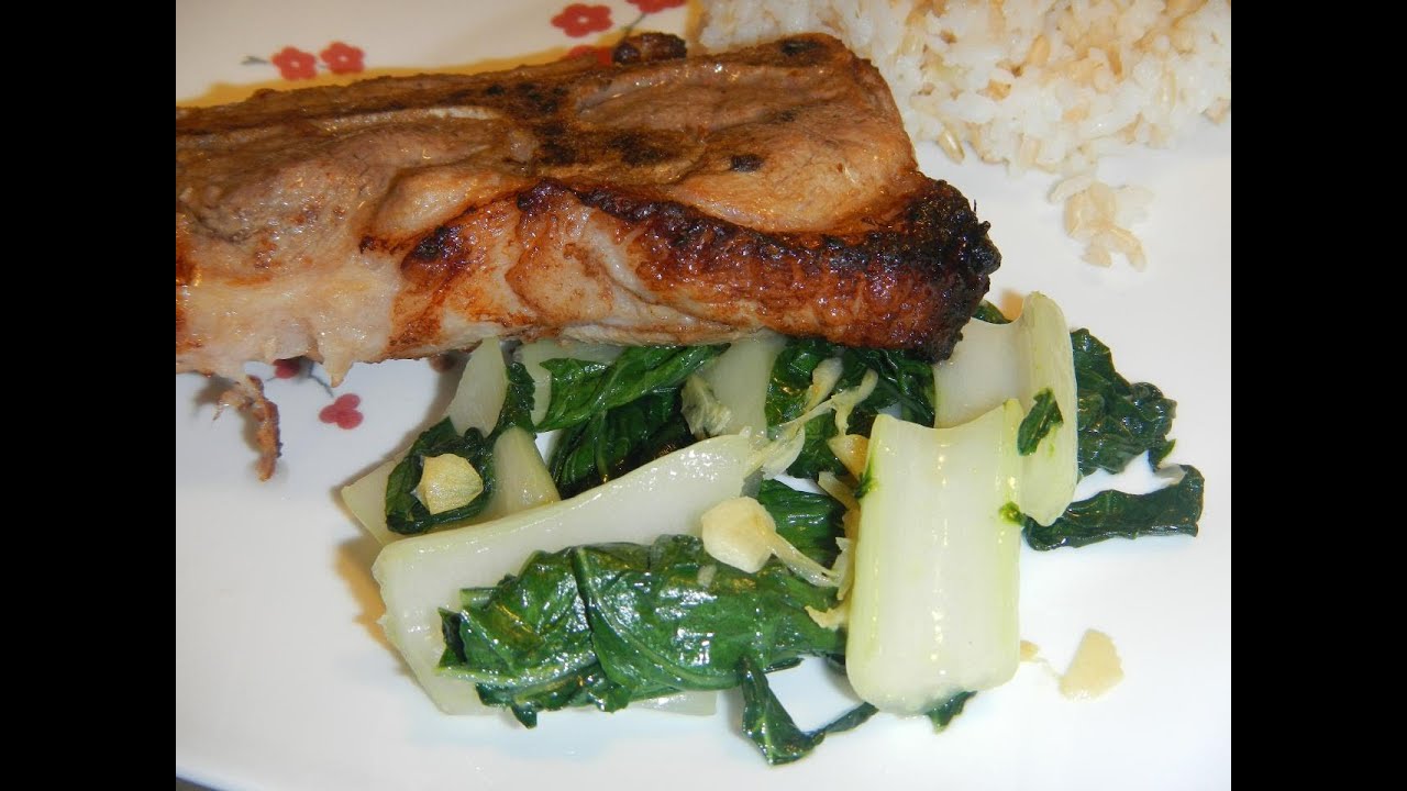 Soy-Ginger Pork Chops with Stir-Fry Bok Choy
