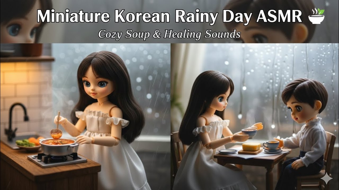 Miniature Korean rainy day ASMR Cozy soup& healing sounds✨#MiniatureCooking #KoreanFood