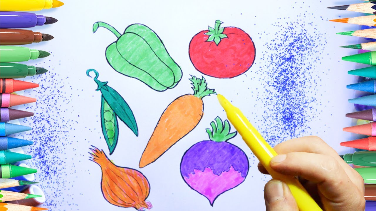 VEGETABLES COLORING PAGES FOR KIDS COLORING BOOK