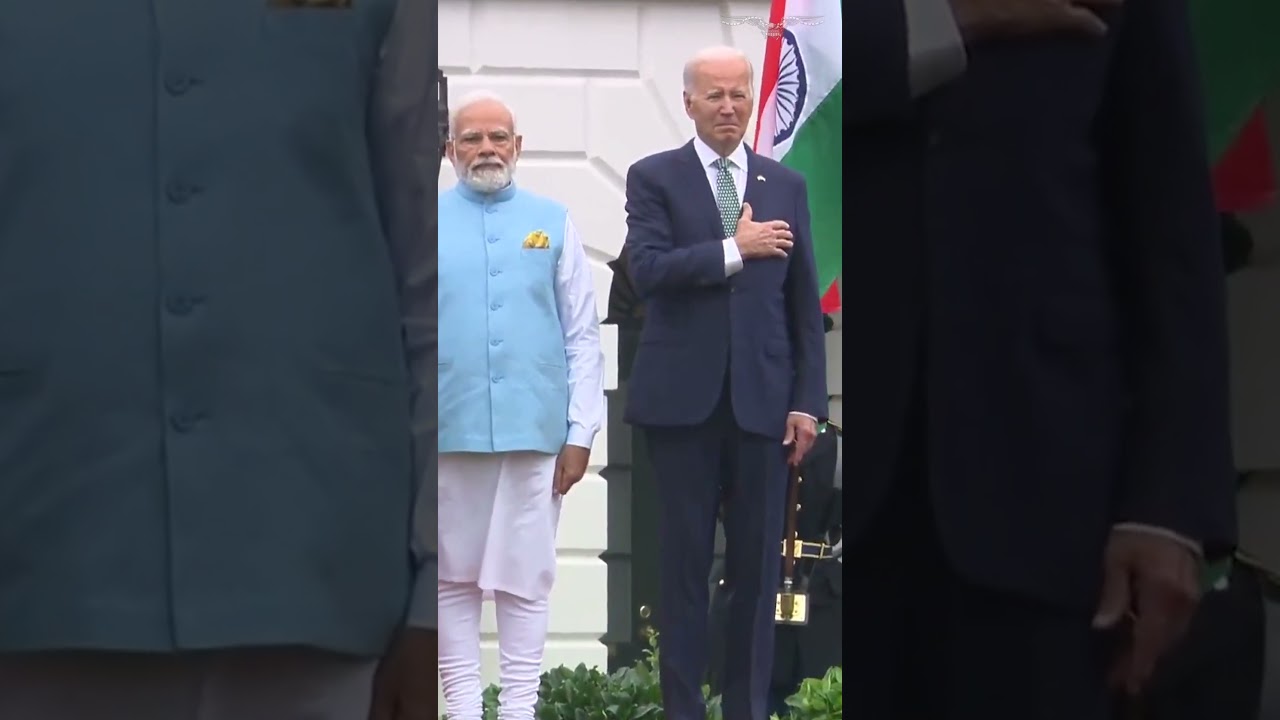 WHOOPS! Biden slowly lowers hand from his heart during Indian national anthem #shorts